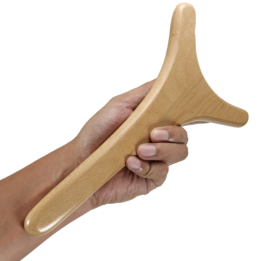 

1 шт. массажный инструмент для древесной терапии Гуа Ша для лимфодренажа, удаления целлюлита и скульптуры тела - одноручный антицеллюлит