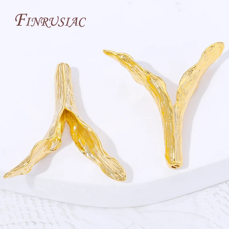 18K Gold Plated Branch Bead Caps Twig Y-shaped Bead End Caps For Jewelry Making DIY Bracelet Necklace &Earring Findings