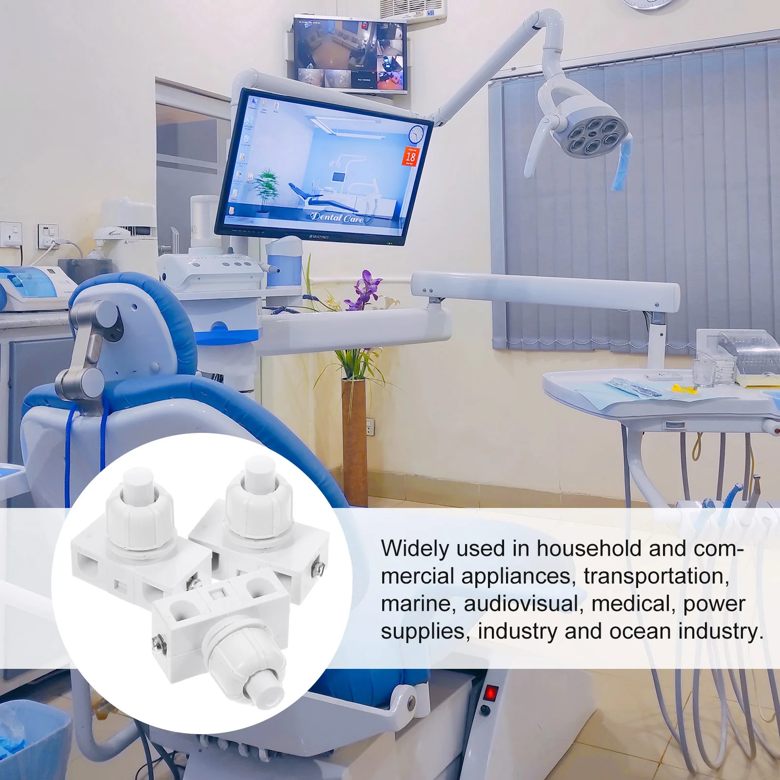 

3Pcs Durable Push Button ABS Copper for Household Appliances Easy Installation Versatile Use Push Button for Light