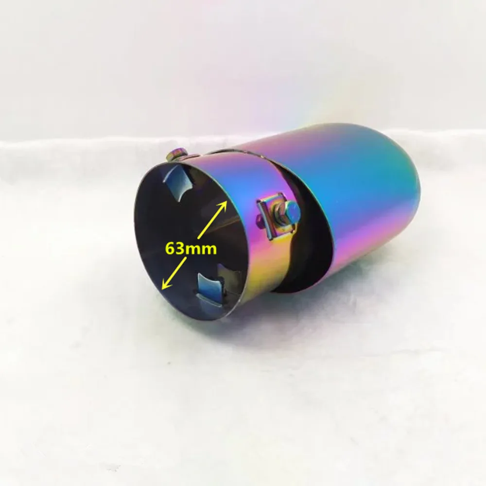 Internal Diameter=63mm/Magic Color/Universal Model/Straight Car Muffler Back End Pipe Dedicate Exhaust Tip Tail Outlet Vent 1pcs