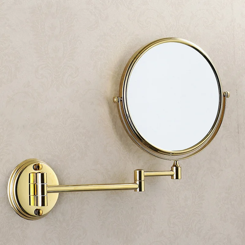 Dressing Mirror Gold 3 times 8' Magnifying Mirror Brass Foldable Wall Mounted Bathroom Double faced dressing mirror