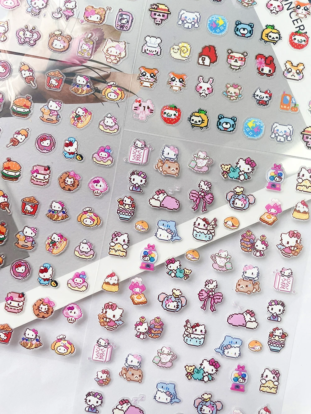 

Cute Hellokitty Pixel Style Nail Sticker Hawaii Surfing Food Desserts Kt Pvc High Viscosity Waterproof Camera Scrapbooking Decal