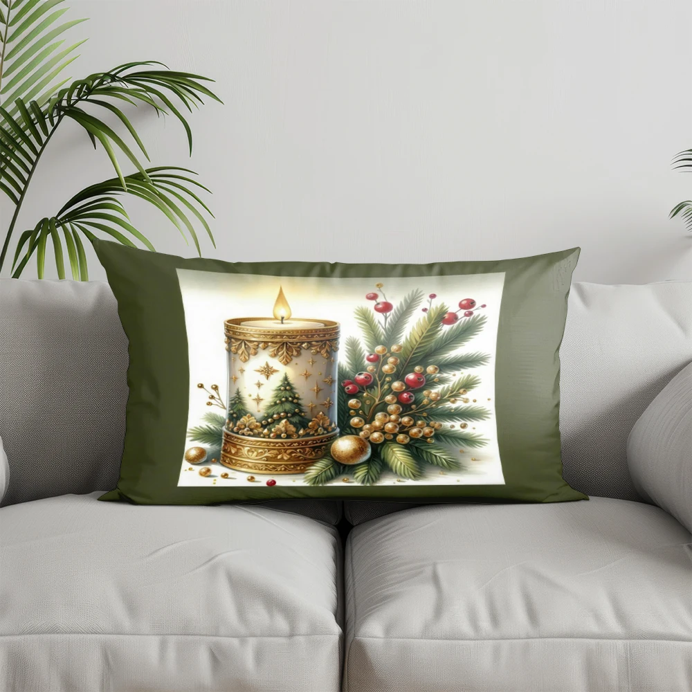 ديكور المنزل وسادة عيد الميلاد سانتا وكاردينال مناسبة لغرفة النوم وغطاء وسادة السيارة وسادة خلفية مستطيلة #2