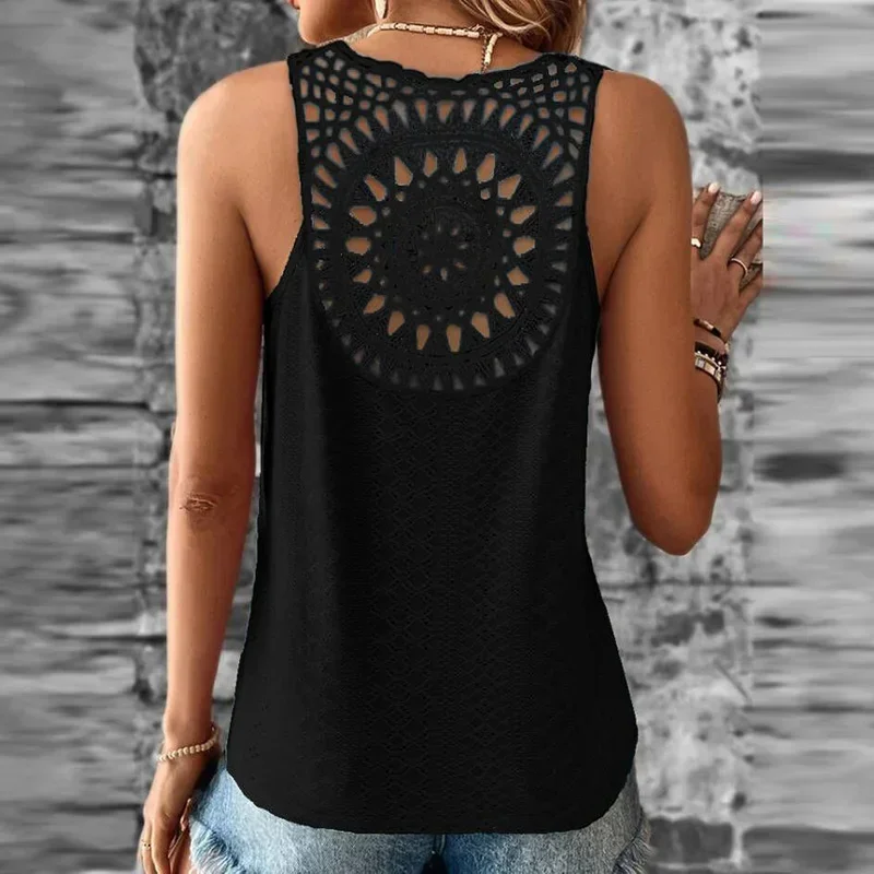 Fashion Women Casual Vest Sleeveless Shirts For Women Elegant Backless Blouses Women Summer Beach Tank Tops Shirts Solid