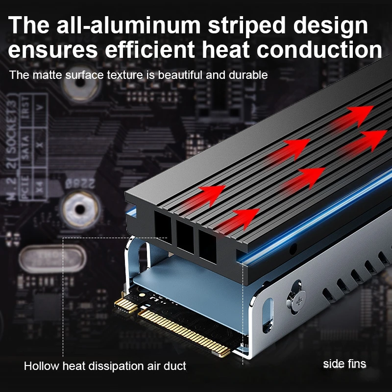 M.2 SSD Heatsink M2 2280 Solid State Hard Disk Aluminum Radiator with Thermal Silicone Pad PS5 Desktop PC NGFF NVME - view 2