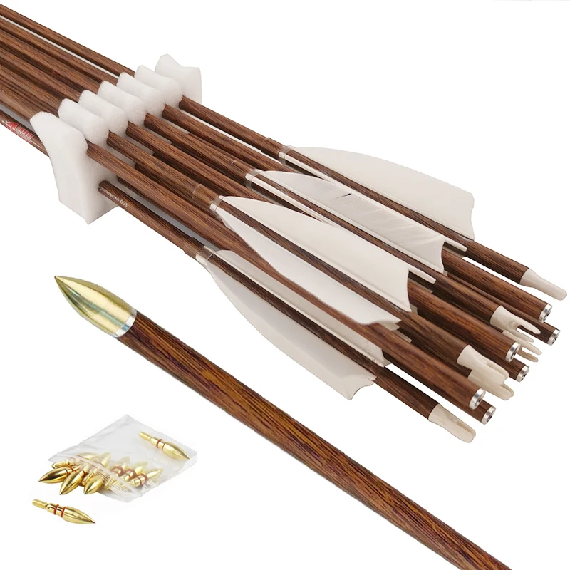 

Archery Carbon Arrows, Spine 450, 4Inch Turkey Feather, 100g Tips, Traditional Bow, Hunting Accessories, ID6.2mm, 12Pcs