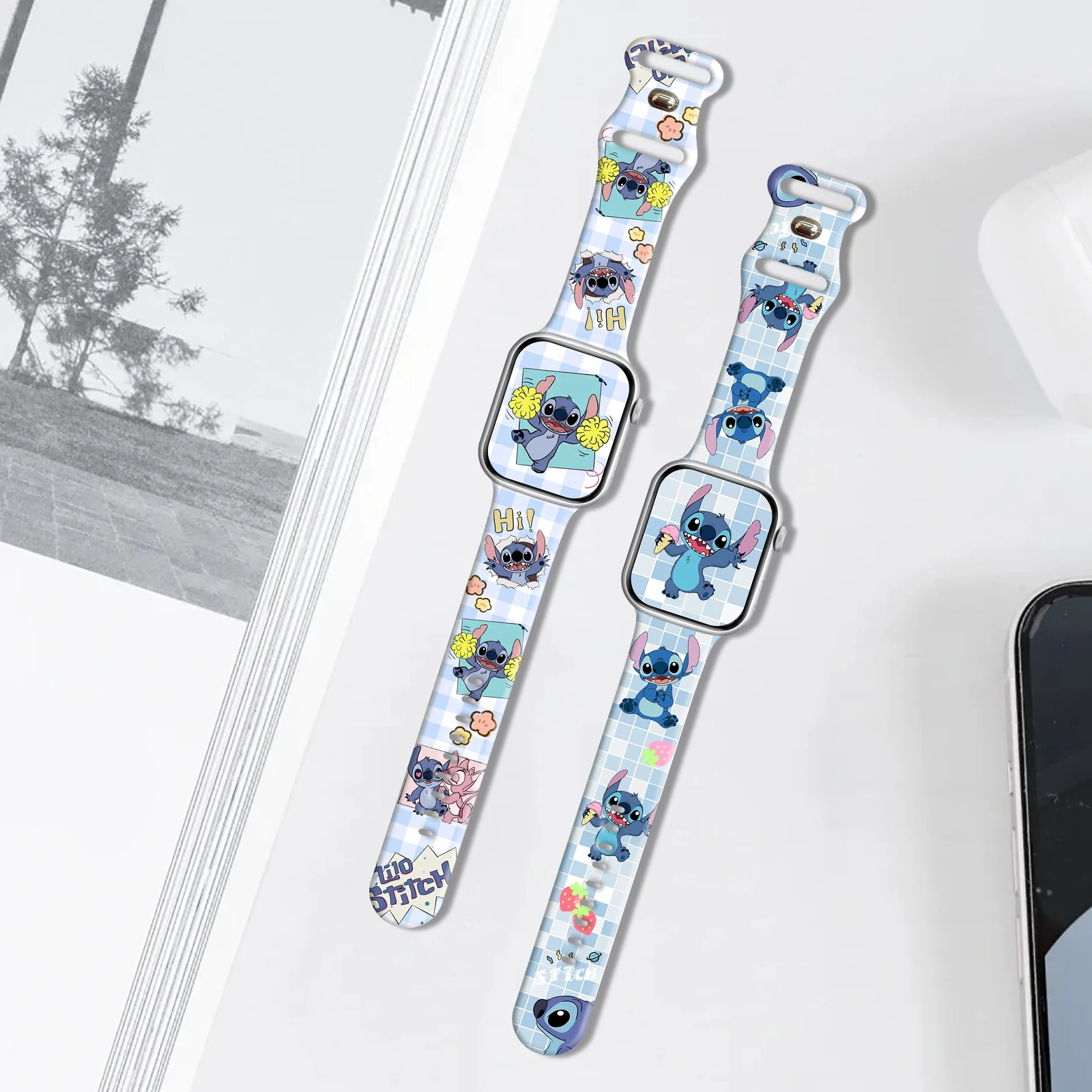 Disney Buntes Schattierungs-Sticharmband für Apple Watch 11 10 9, Silikonband, austauschbares Armband für iWatch 46/44/42 mm