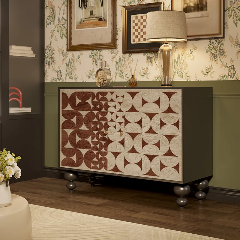 

Modern simple light luxury line walnut porch cabinet home entry living room dining side cabinet bedroom locker customization