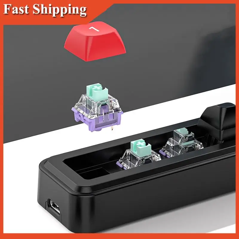 Эффективная механическая игровая клавиатура с 4 клавишами RGB и 1 ручкой — программирование макросов с возможностью горячей замены, черная