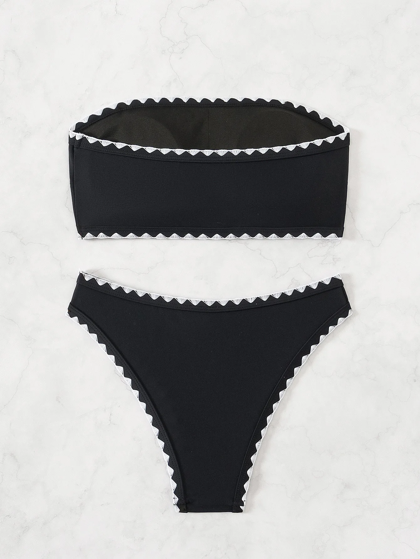 Sexy preto branco retalhos bandeau bikinis define duas peças acolchoadas tanga roupa de banho feminina maiô biquini tankini