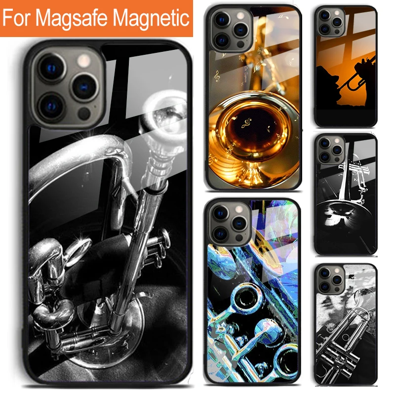 Piccolo Trumpet Brass Instruments Phone Case For iPhone 16 15 14 13 12 11 Pro Max Plus Magsafe Magnetic Wireless Charging Cover