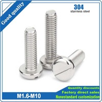 2/5/10/20/25/50pcs/lot M1.6 M2 M2.5 M3 M4 M5 M6 M8 M10 GB67 304 A2-70 Stainless Steel Slotted Pan Round Head Machine Screw Bolt