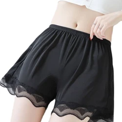 New Summer Casual High Waist Fashion Shorts Seamless Lace Satin Short Black Elasticity Women Safety Pants Plus Big Size