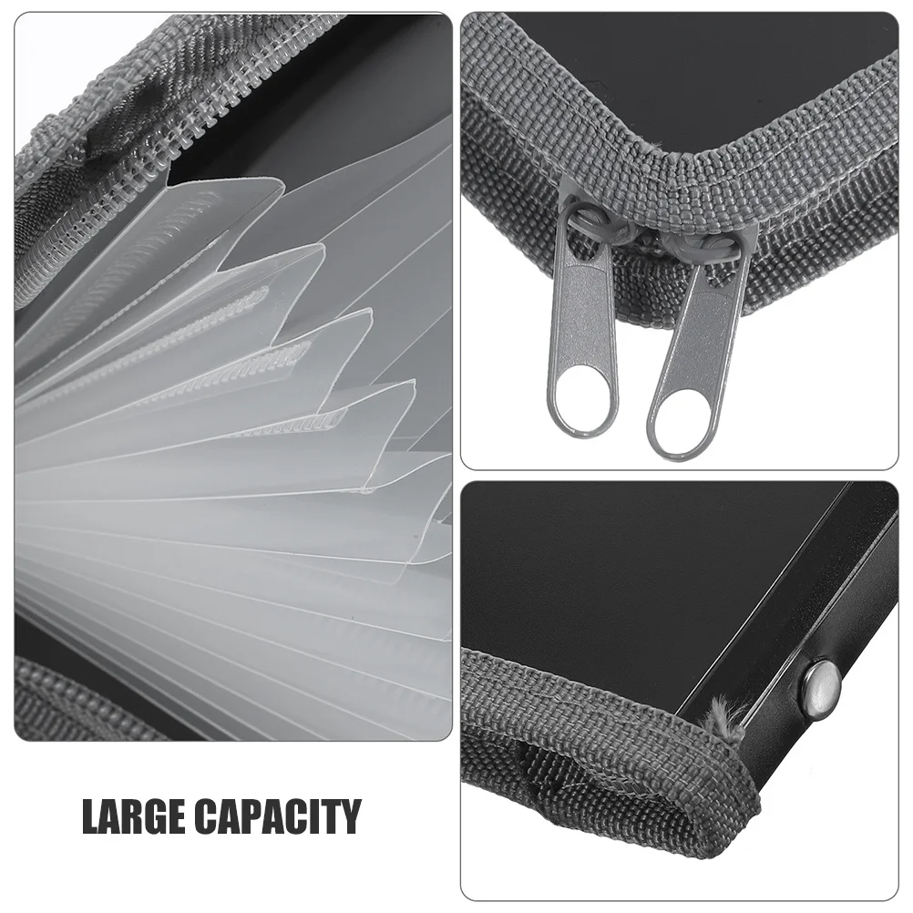 A6 Mini Filing Bag with Zipper Expandable Document Organizer Multi Layer Receipt Holder for Bills Cards Small File Folder