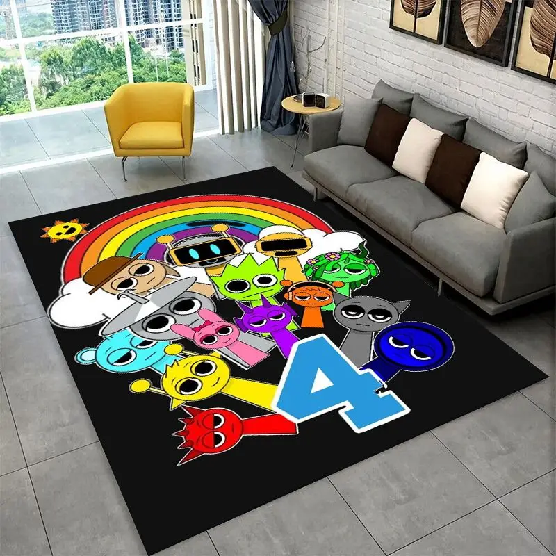 Music Sprunki Incredibox Game Non-Slip Area Rug for Living Room,Bedroom,Playroom,Soft Carpet Floor Mat Home Decor Rug Kids Room view 3