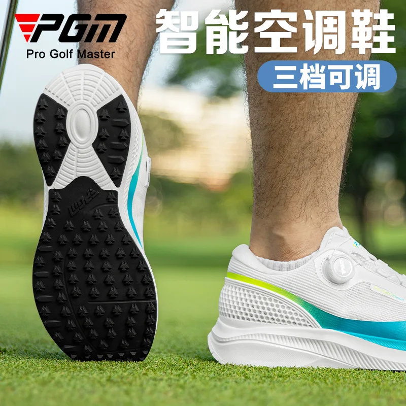 PGM sepatu olahraga Golf pria, sneaker kasual jala bernafas Anti Slip XZ390 cepat bertali