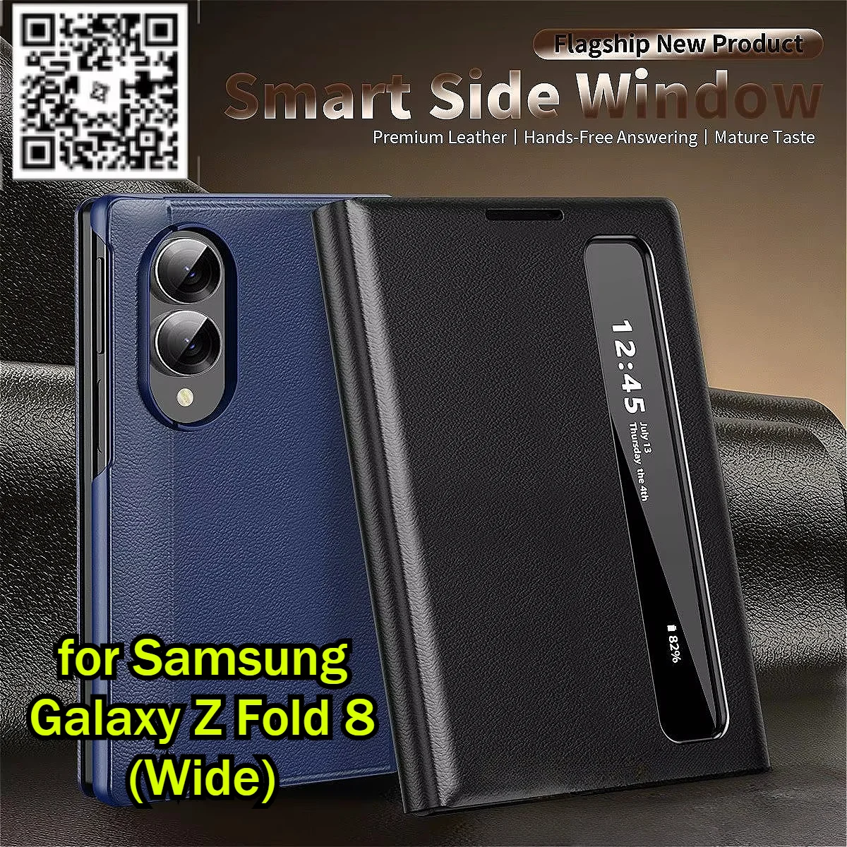 New APP S-View Flip Smart Display Cases for Samsung Galaxy Z Fold 8 Wide Ultra 7 6 Luxury PU Leather Hinge Full Protective Cover