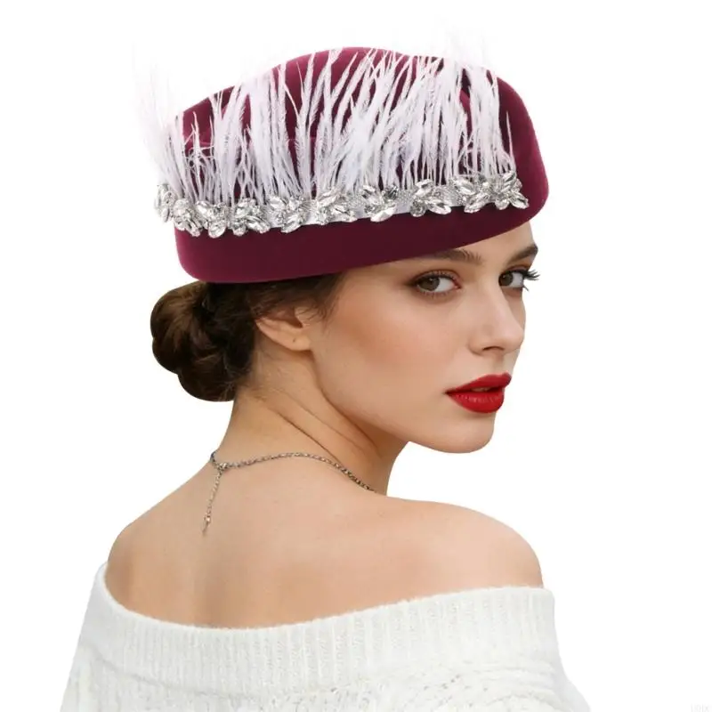 British Jeweled Rhinestones Hat For Women Adjustable Head Size Lightweight 11 Colors Available Y166