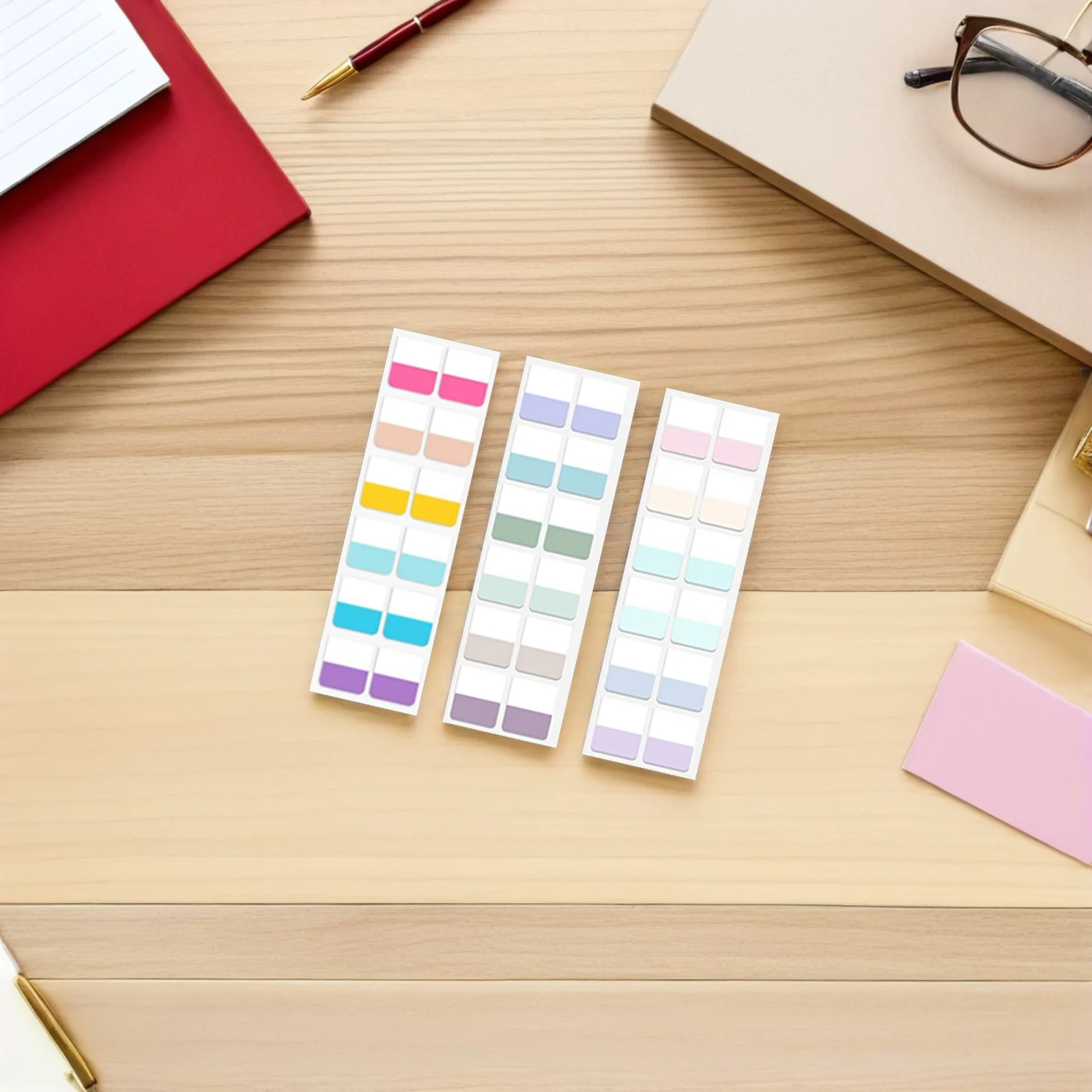 30 fogli di schede indice per marcatura, set di pennarelli colorati e adesivi, schede rimovibili per quaderni, etichette indice per annotare libri