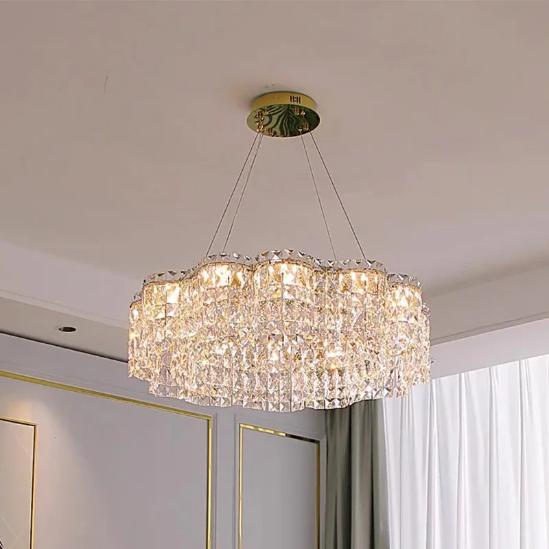 

Modern Round Luxury Crystal Chandelier for Decorating Living Room, Dining Room, Adjustable Pendant Wire, LED Ceiling Chandelier