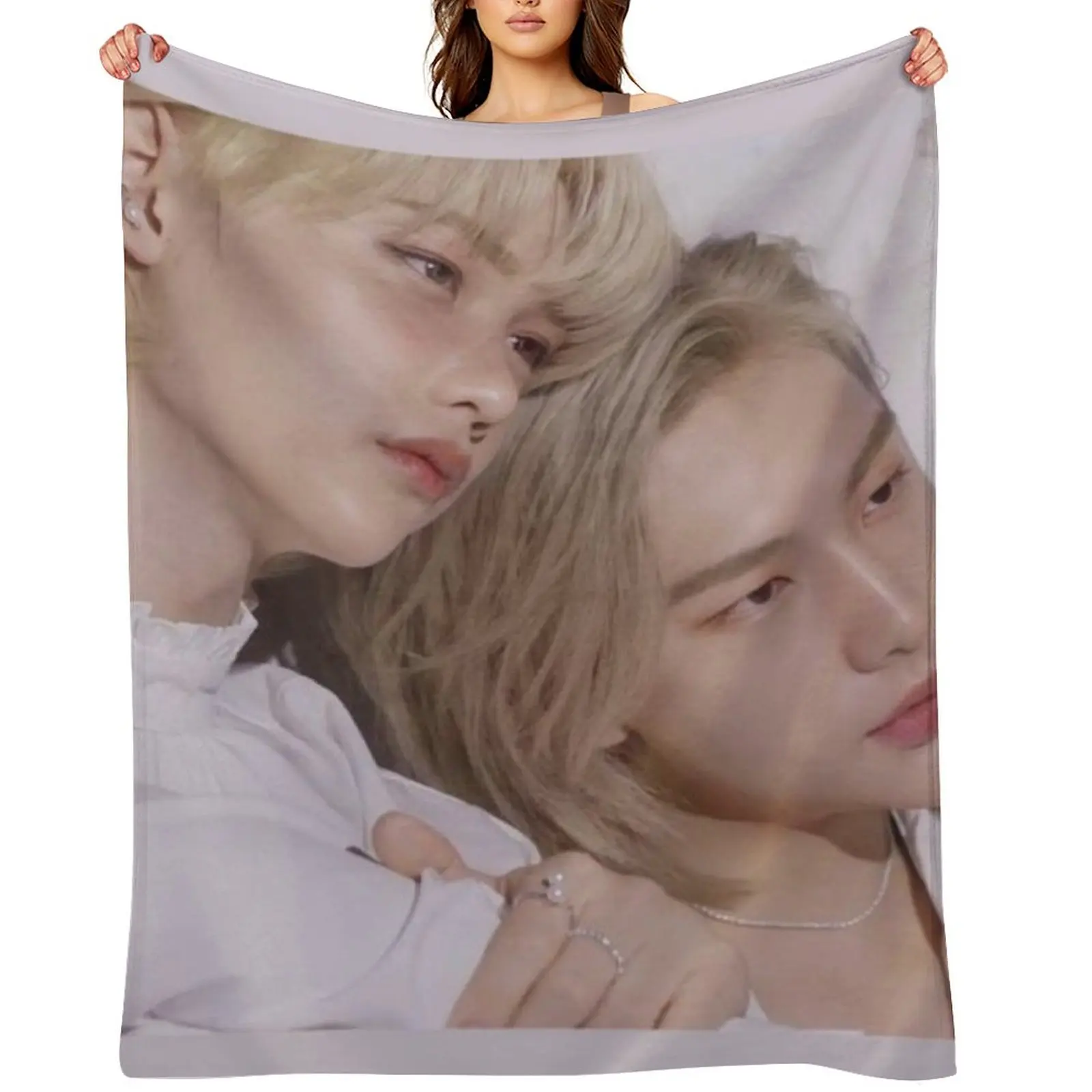 

Hyunjin and Felix Throw Blanket Extra Large Throw Cute Plaid on the sofa Furry Blankets