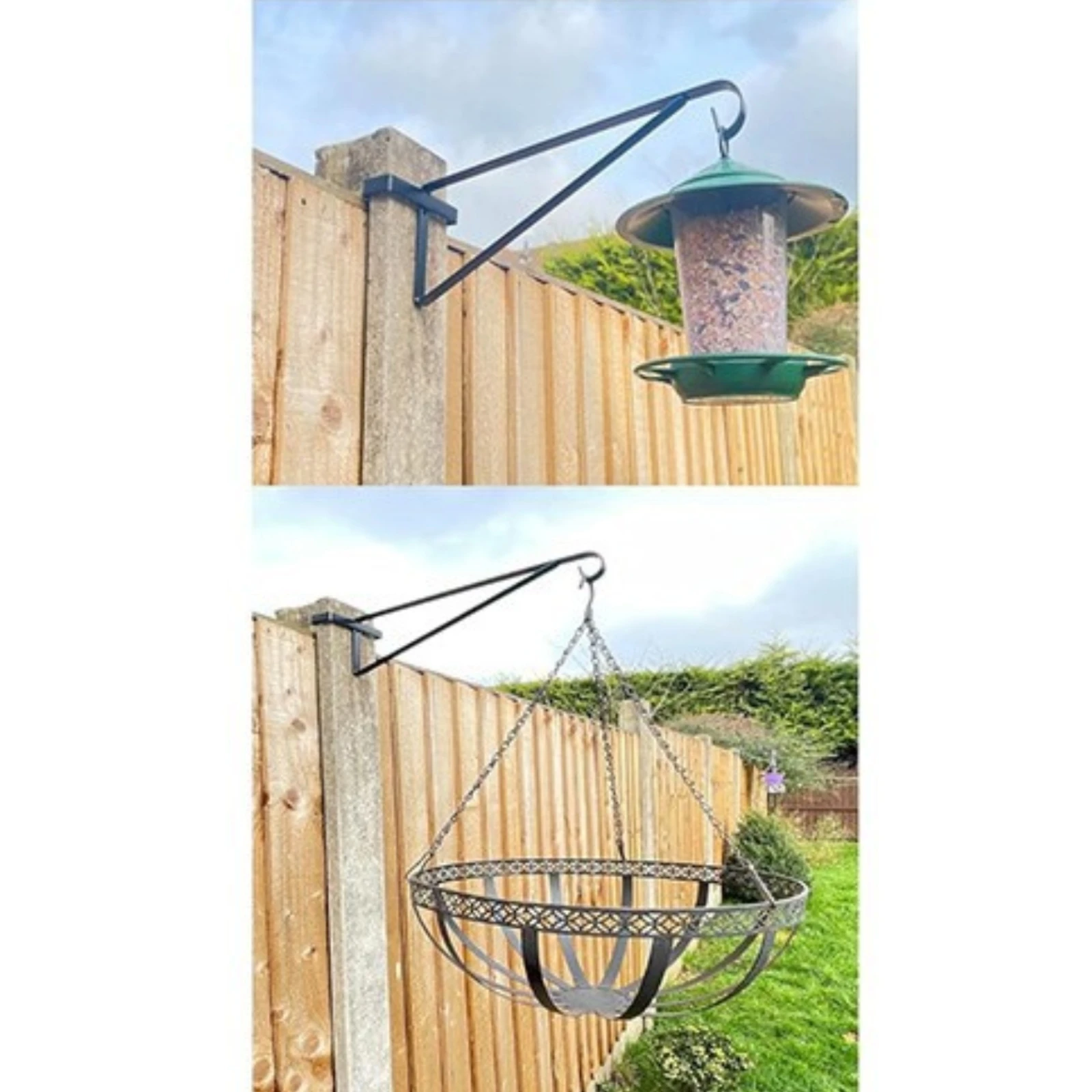 4 Pieces Hanging Basket Bracket Rust-Resistant Hanging Basket Hook Fence Post Hanger Heavy Duty over-the-Fence Plant Hanger