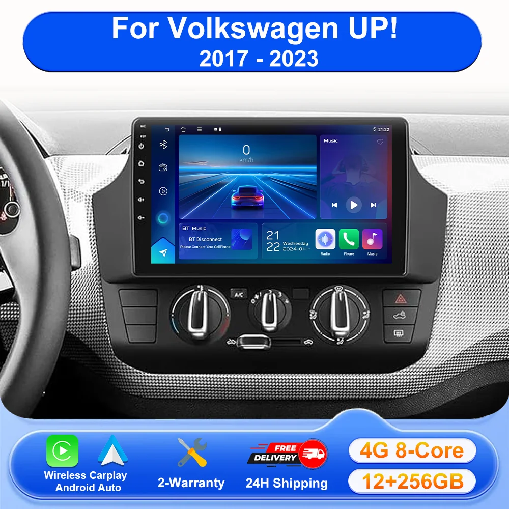 

Carplay Android 16 Car Radio For Volkswagen UP! 2017 - 2023 UP Manual A/C Car Multimedia GPS No 2 Din autoradio DSP DVD AUTO 4G