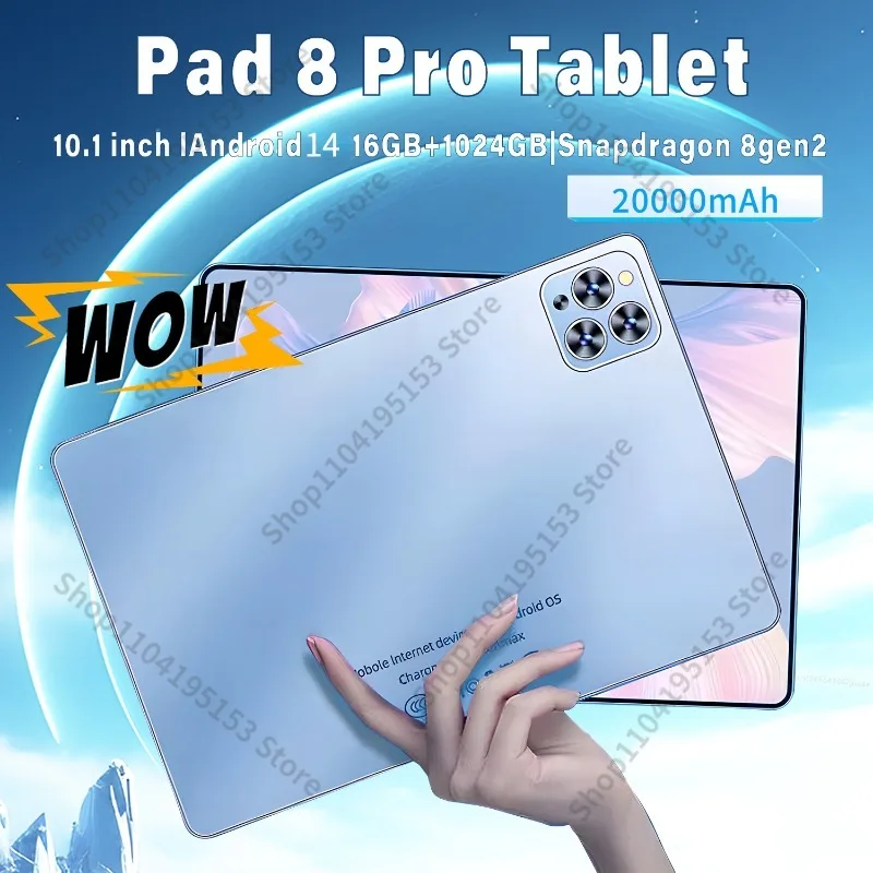 Original Pad 8 Pro Tablet 10.1 inch  Android 14 Global Snapdragon 8gen2 16GB+1024GB 20000mah 5G Dual SIM WIFI  HD Full Screen