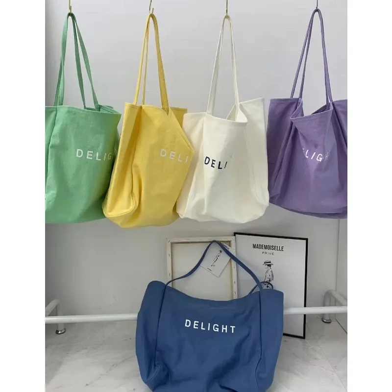 Female bags One-shoulder large-capacity letter canvas bag candy-colored fashionable canvas bag