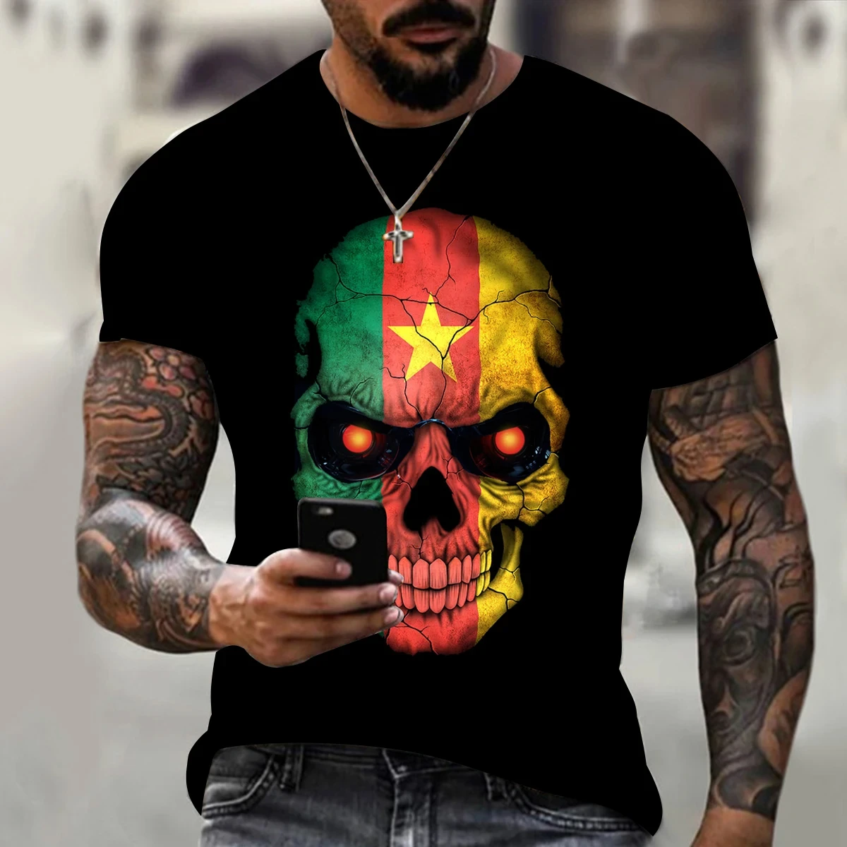 Skull 3D T-shirt for Men Fashion Hip Hop O-Neck Short Sleeve Shirt Harajuku Men\'s T-shirt Oversized T-shirt Men\'s Clothing