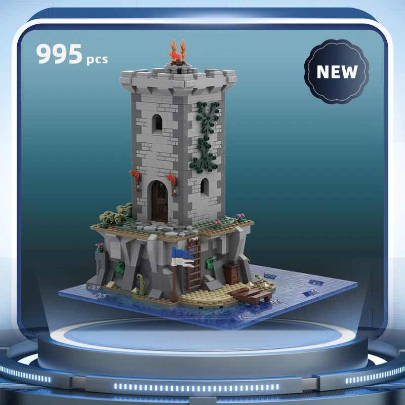 sea castle bricks watchtower battery bricks sea castle blocks medieval seafaring lighthouse blocks islet dock toy gift modular