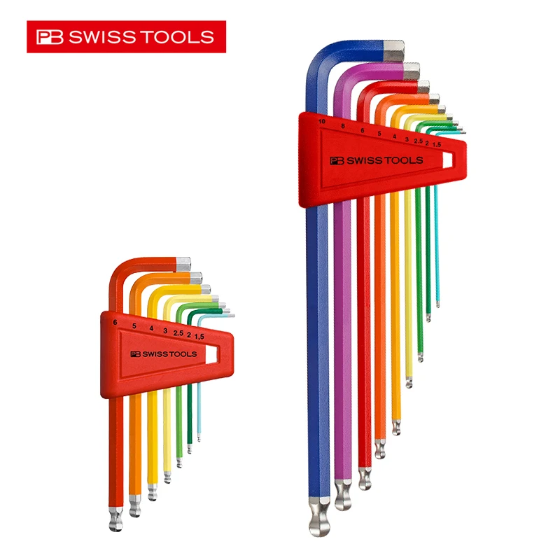 PB SWISS TOOLS L-Key Wrench Sets Premium Hex Key Allen Wrenches Rainbow Color Long Arm Ball End NO.PB 212 H-6RB