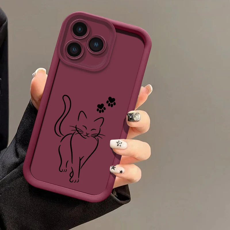 Drawing Sketch Line Cat Case For Infinix Hot 70 50 40 60 Pro Plus 30i 9 10 11 12 20 Play Soft Silicone Drop Resistant Cases Etui - view 6