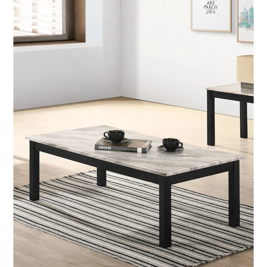 مهيب جميل الأبيض فو الرخام أعلى 1x طاولة القهوة و 2x نهاية الجداول 3 قطعة مجموعة طاولة القهوة سيقان سوداء أثاث غرفة المعيشة #6