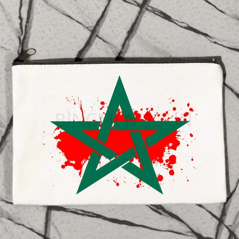 

maroc Canvas Storage Pouch Multi Functional Cosmetic Bag Zipper Pencil Case For Students DIY