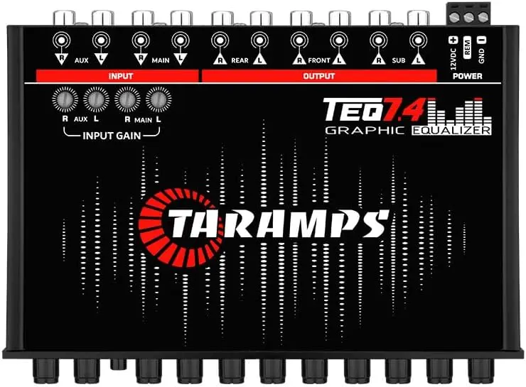 

7 Band Car Audio Equalizer with Blue Lighting, Adjustable Subwoofer Volume, LPF Control for Enhanced Sound Quality