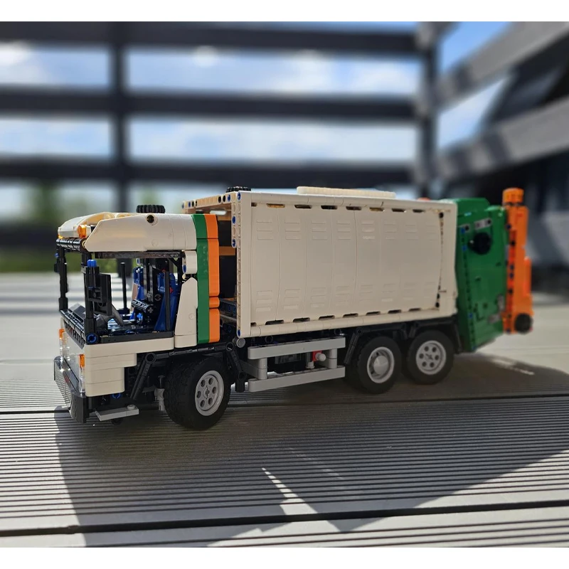Mixed Garbage Truck and Cargo Energy Vehicle Cartoon Building Block Toy, 2093 Pieces MOC-141827 DIY Toy, Christmas Gift