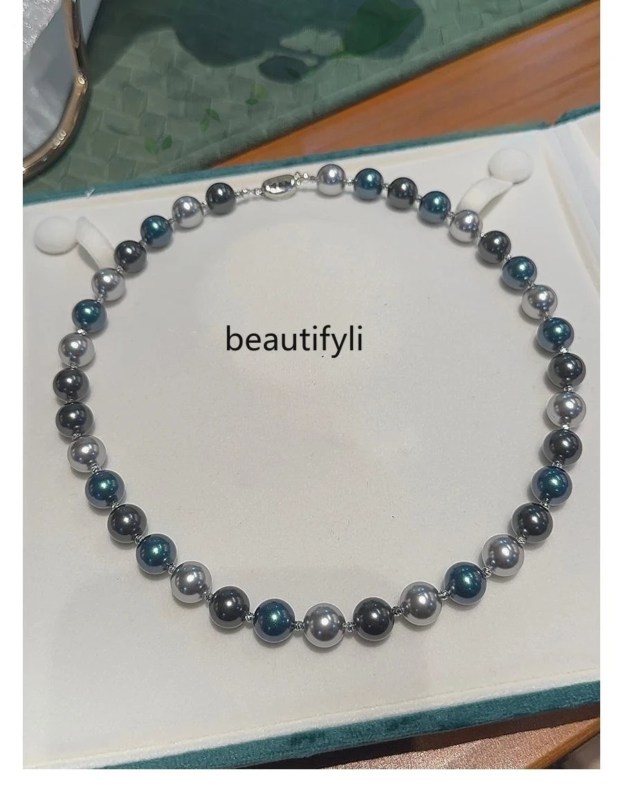 Tahitian color design contrasting colors, pearl necklace high-end exquisite unique niche temperament collarbone chain