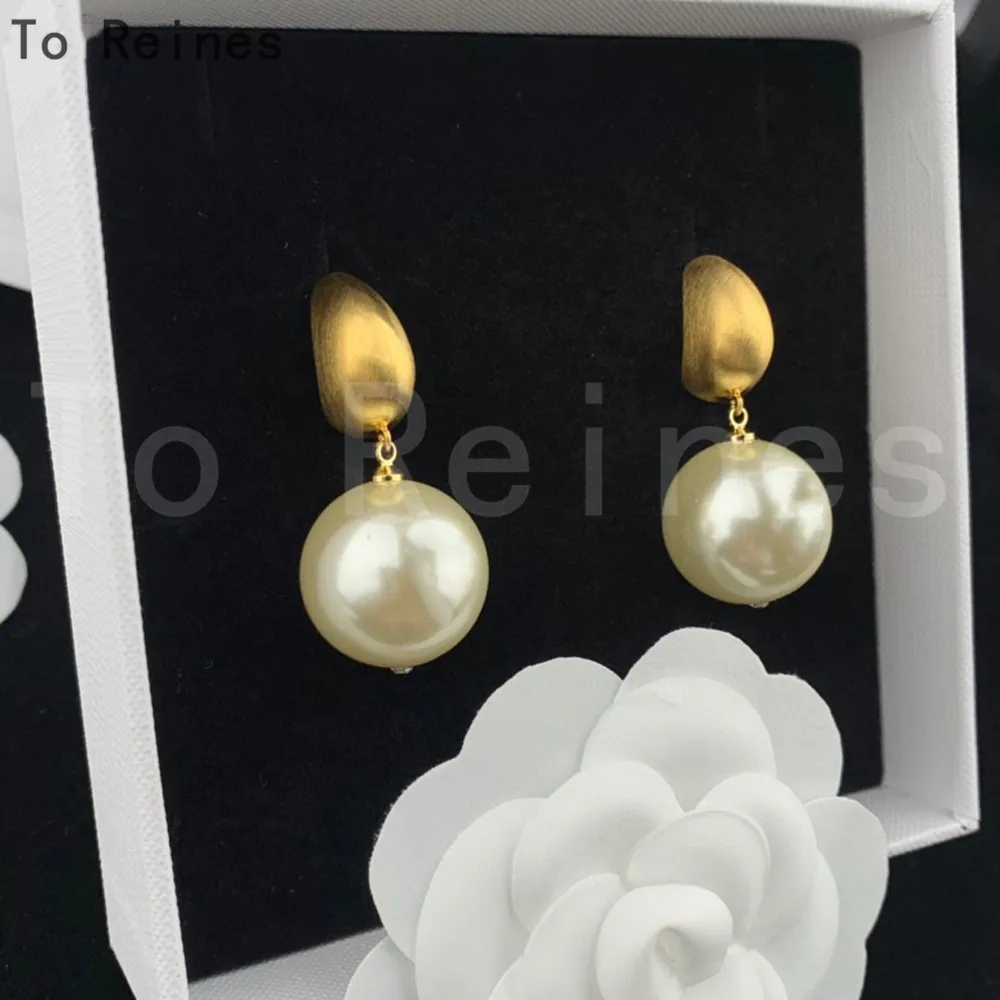 To Reines Circle Earrings Vintage Punk Round Baroque Pearl Eardrop  Luxury Simple Gold Colour Earbob Woman Banquet Jewelry Gift