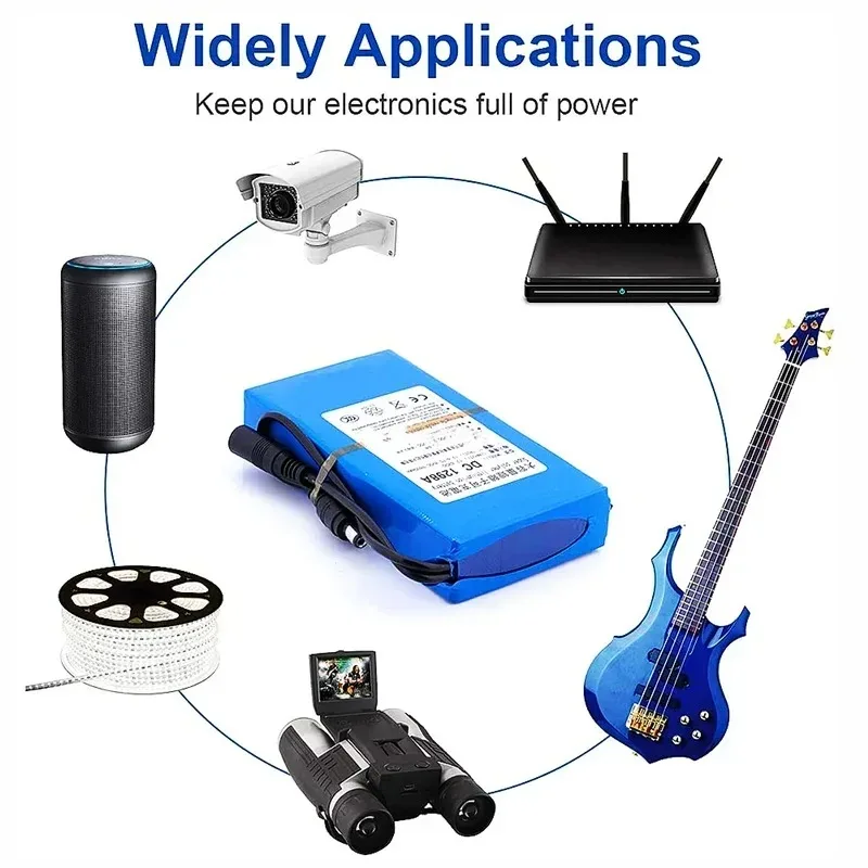 12V Rechargeable Portable Lithium Polymer Battery Pack for CCTV Camera Wireless Transmitter DC1298A 12v Battery