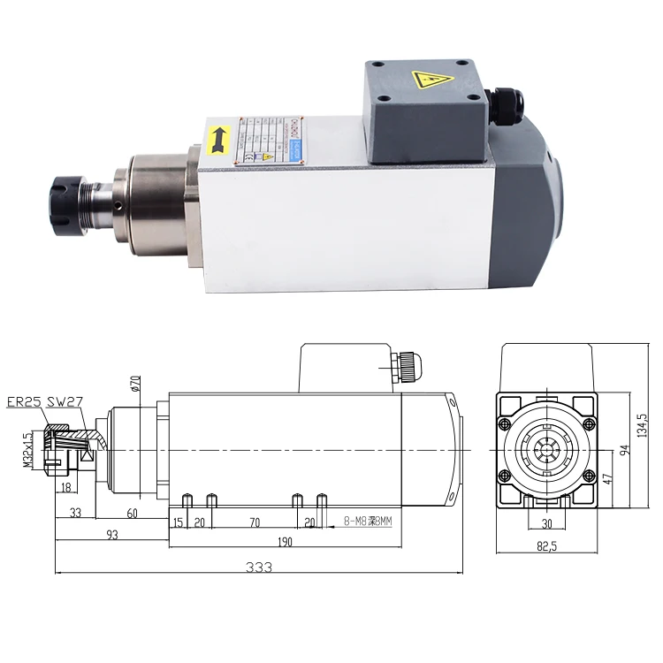 1.5KW 380V/220V Ac Cnc Router Milling Air Cooling Spindle High Speed Spindle Motor For Cnc Router