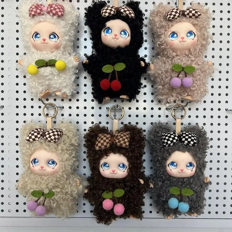 

[]Cute Bowknot Vinyl Face Plush Doll Pendant Keychain Backpack Hangings Decoration Gifts