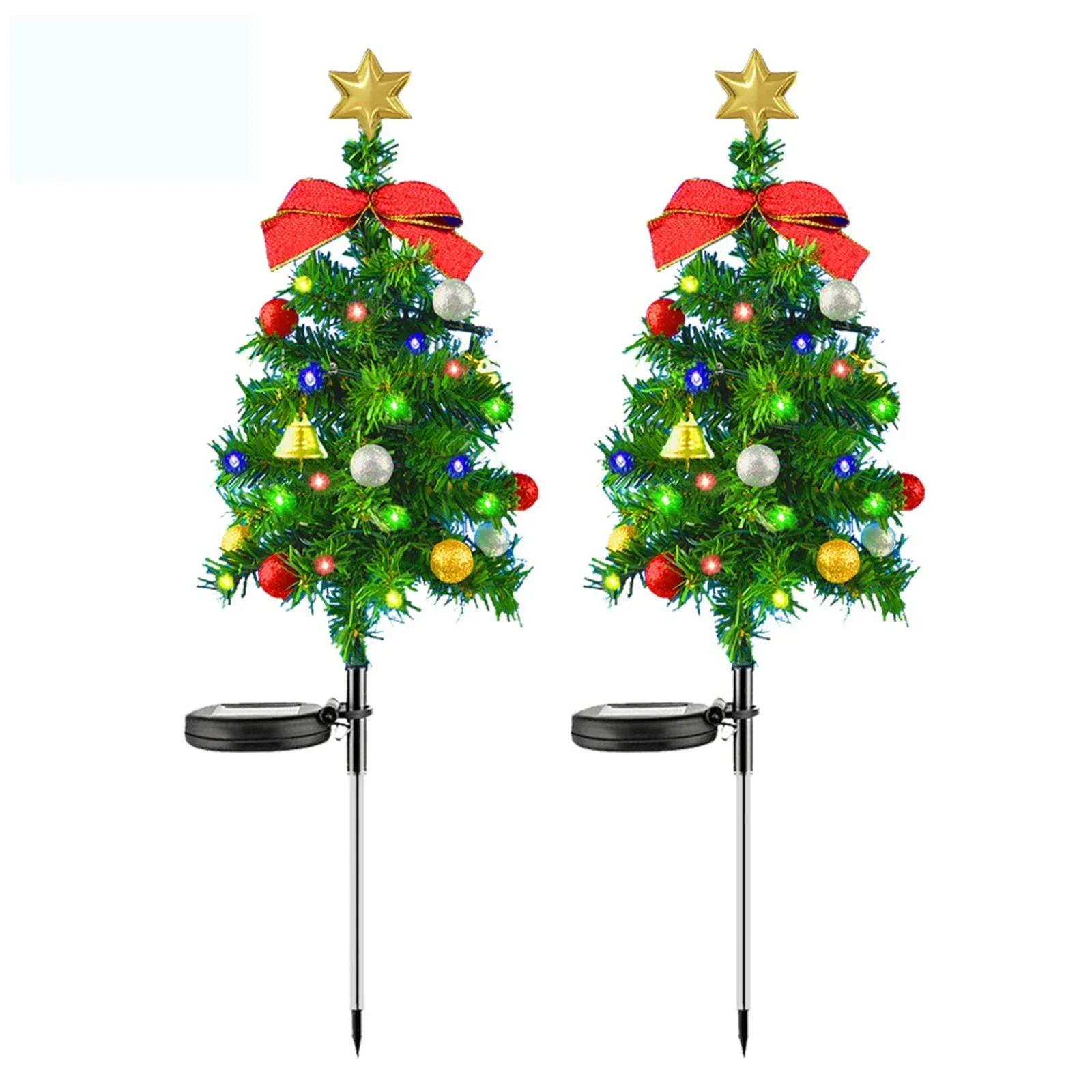 Solar LED Four-color Christmas Tree Ground Lights Outdoor Decoration Christmas Home Party Ornament Decor Decor 2024 Navidad