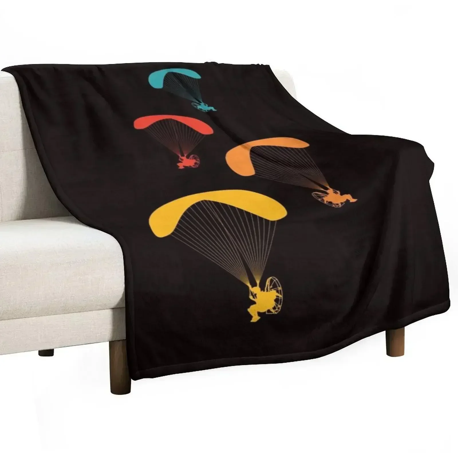 Vintage Paramotor Pilot Retro Paramotoring PPG Hang Gliding Throw Blanket Thermals For Travel Shaggy Kid'S Heavy Blankets