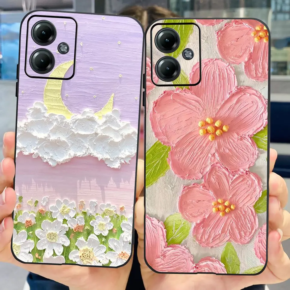 Per Motorola Moto G14 custodia Cute Cat Flower Butterfly Printing custodia morbida in Silicone TPU per MOTO G14 G 14 4G 2023 paraurti Etui