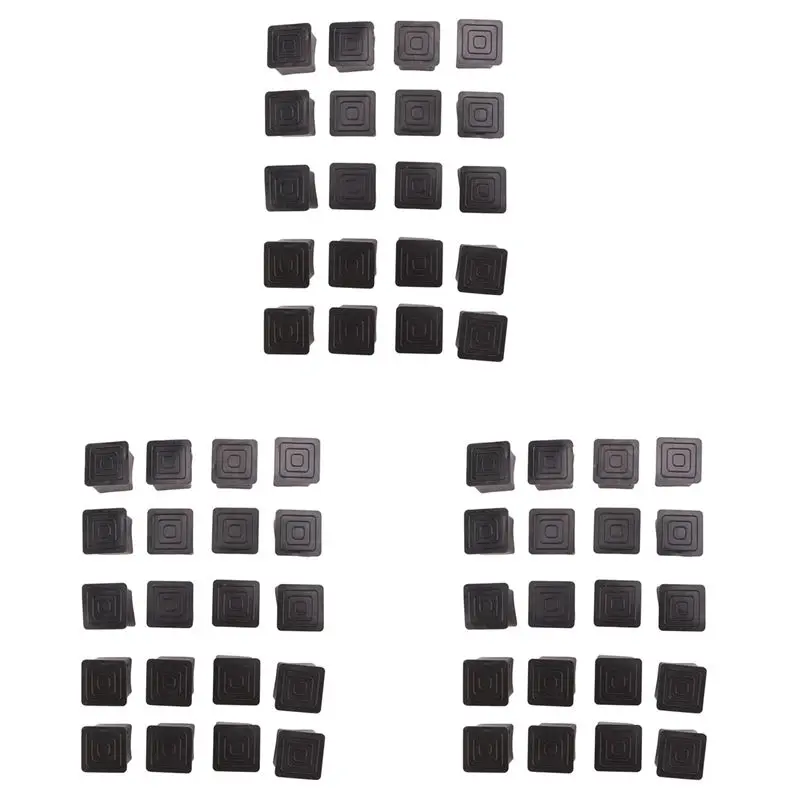 60Pcs Square Chair Table Leg Foot Rubber Covers Protectors 25Mm X 25Mm
