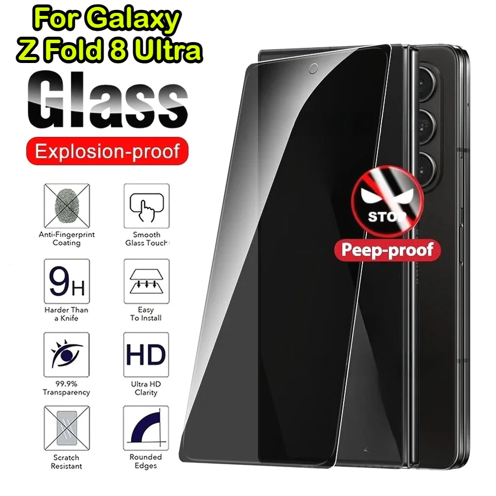 1-3pcs 9H Anti-spy Privacy Front Tempered Glass Full Film for Samsung Galaxy Z Fold 8 Ultra Wide 7 6 5 5G Outer Screen Protector