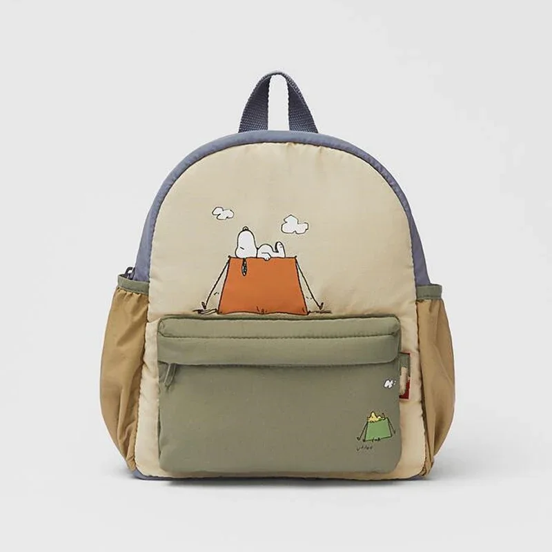 Snoopy-mochila de dibujos animados para niños y niñas, bolsa escolar de viaje, impermeable, portátil, con cremallera, de gran capacidad
