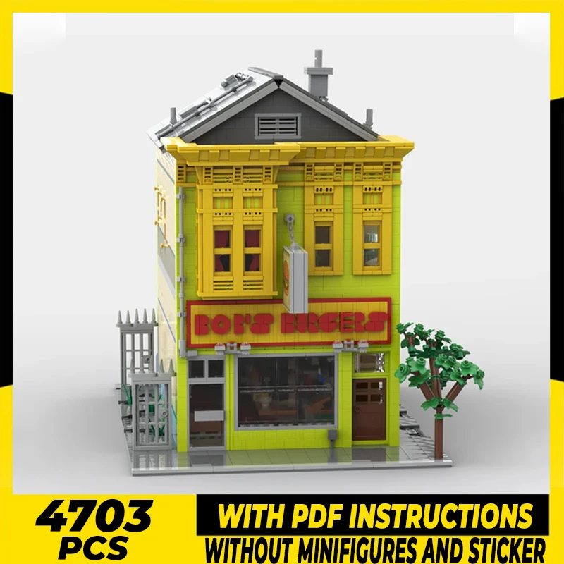 

Animated Street View Model Moc Building Bricks Burgers House Technology Modular Blocks Gifts Christmas Toys DIY Sets Assembly