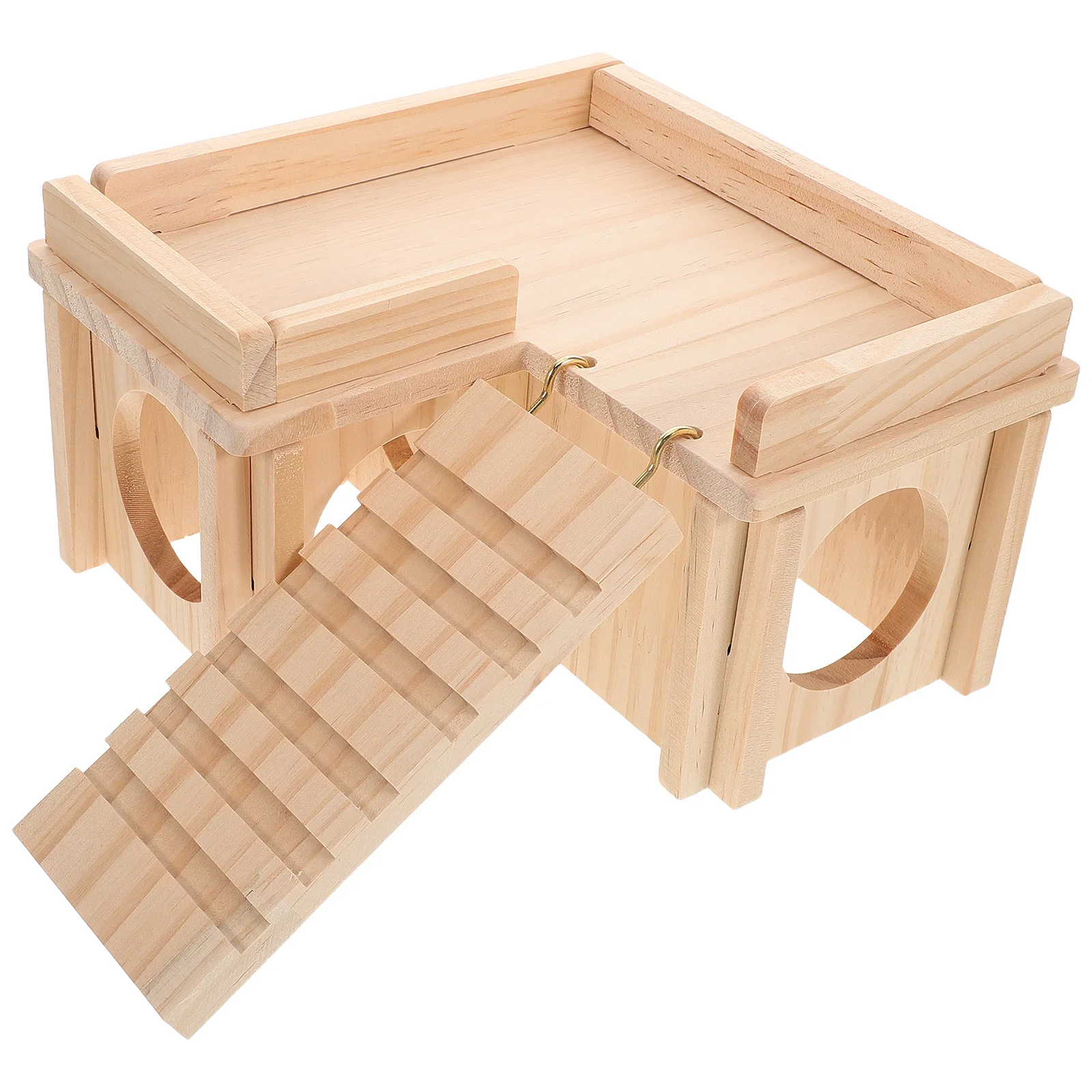 

Wooden Bearded Dragon Habitat with Basking Platform and Climbing Ramp Large Reptile Hideout Shelter for Lizard Tank Accessories